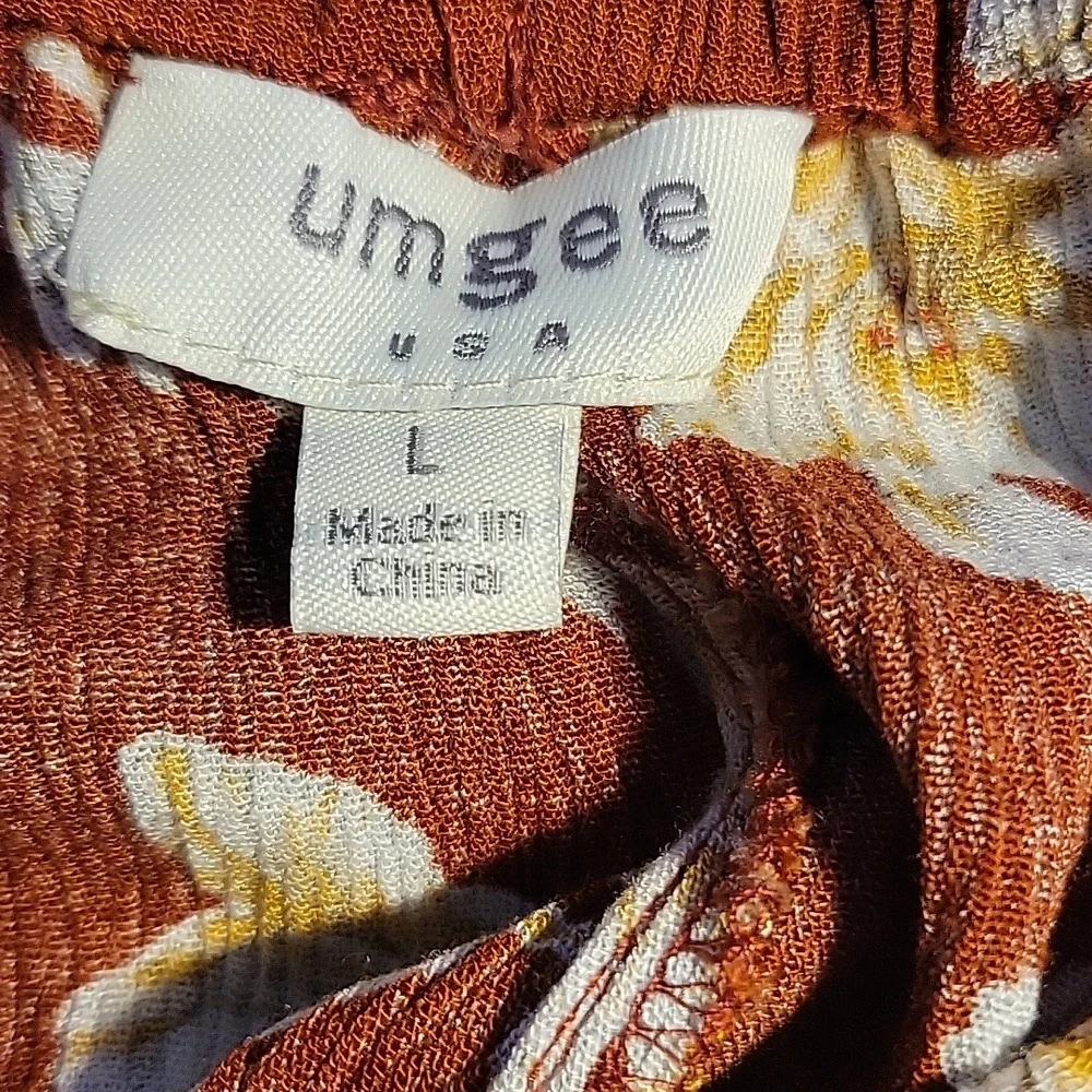 Umgee Floral Maxi Skirt in‎ Rust and Yellow